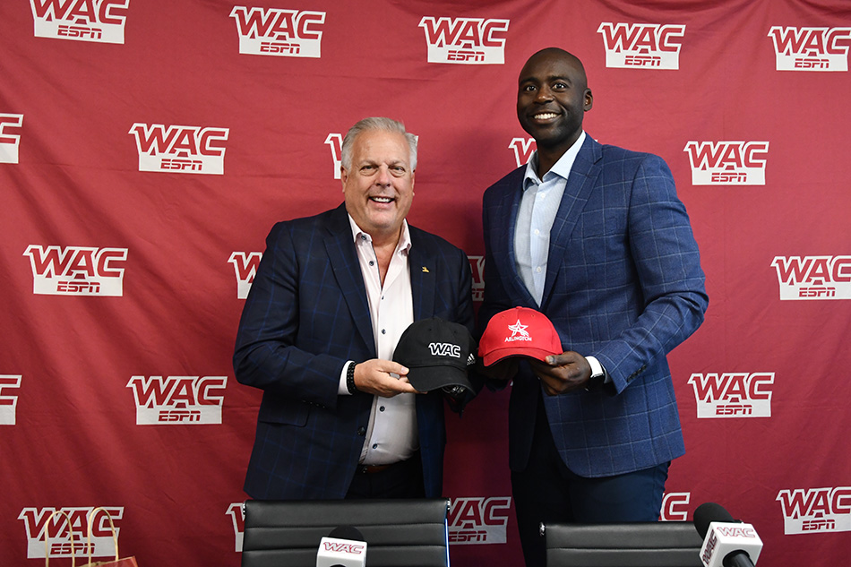 Mayor Jim Ross with Western Athletic Conference Commissioner Brian Thornton 