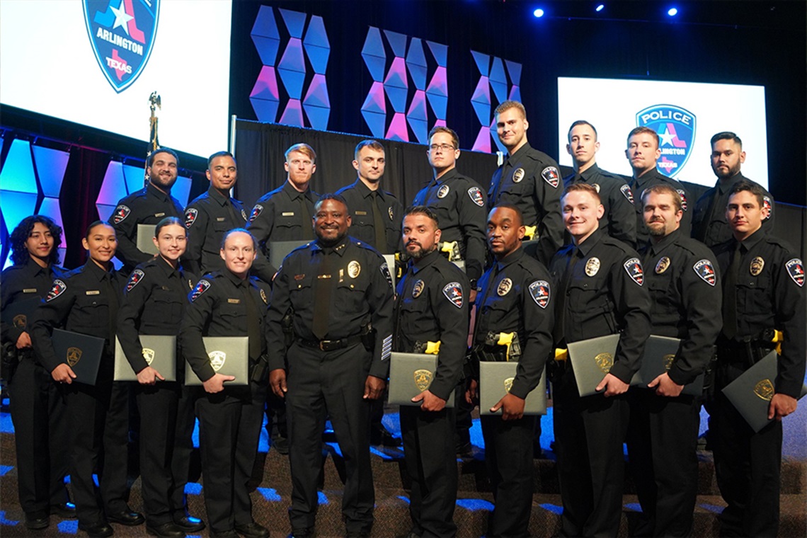 Chief Al Jones surrounded by fellow officers.