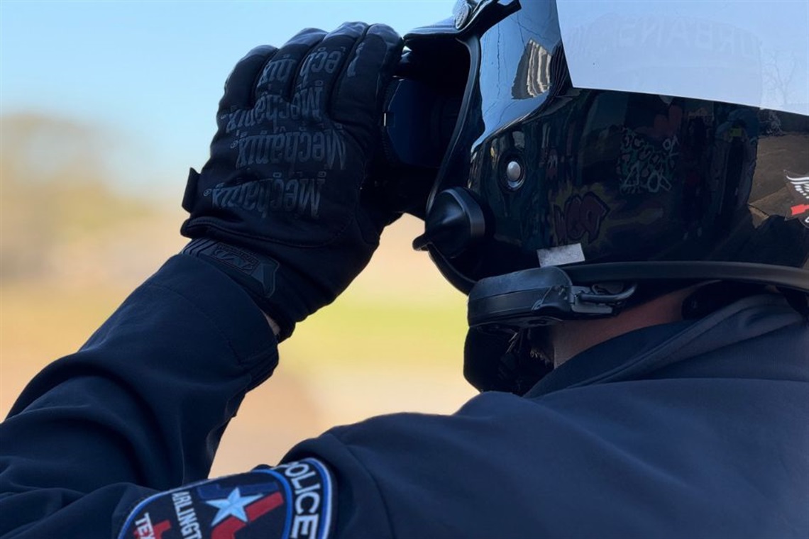 An Arlington police officer conducting traffic enforcement