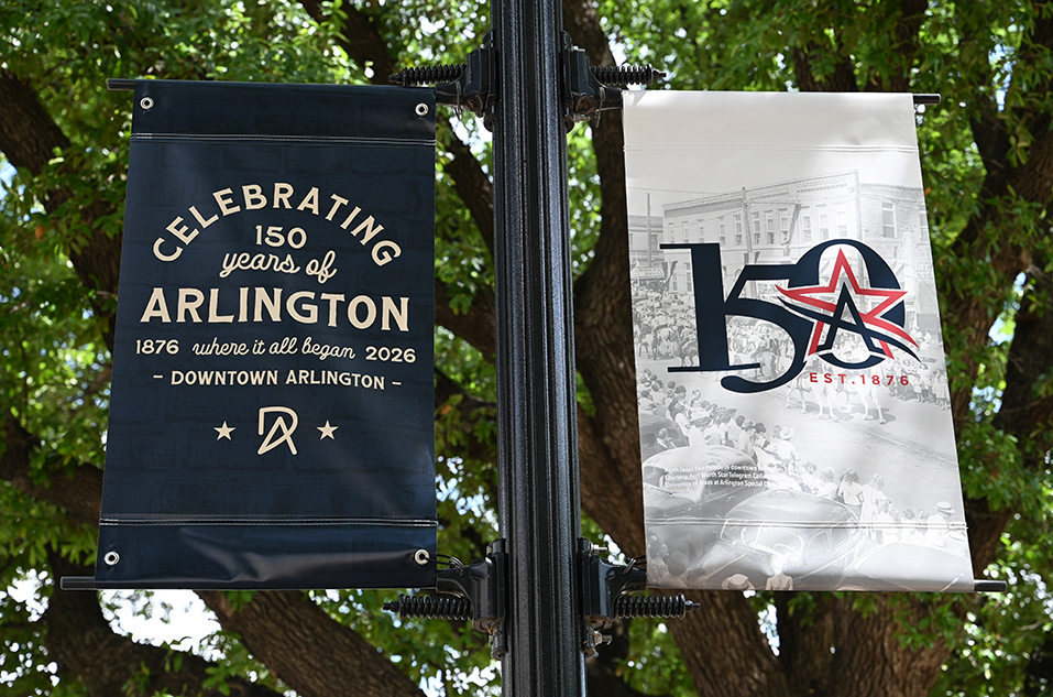 Blue banner on left with beige text that reads 