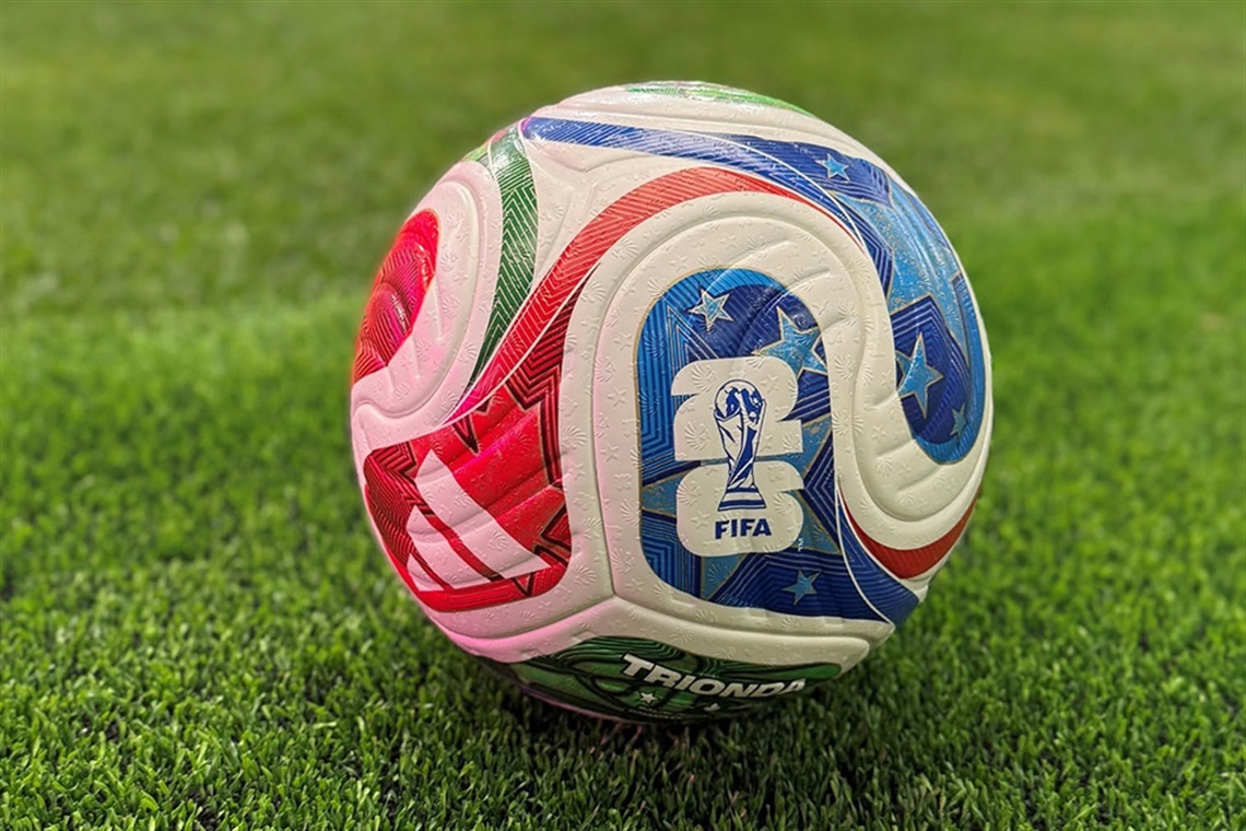 Soccer ball with FIFA World CUp logo printed on it.