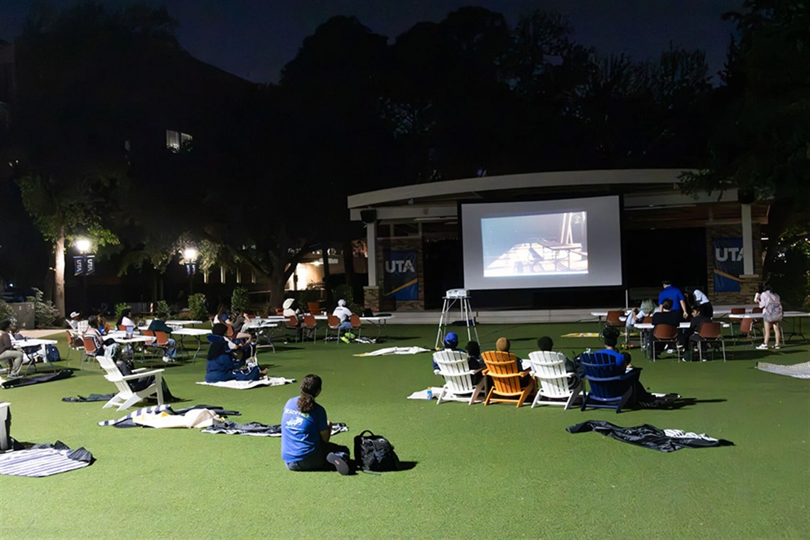 Attendees watch films during Mavs, Camera, Action on Oct. 12 at Brazos Park. There were three categories for the festival’s awards.  Photo By General Mason Starks
