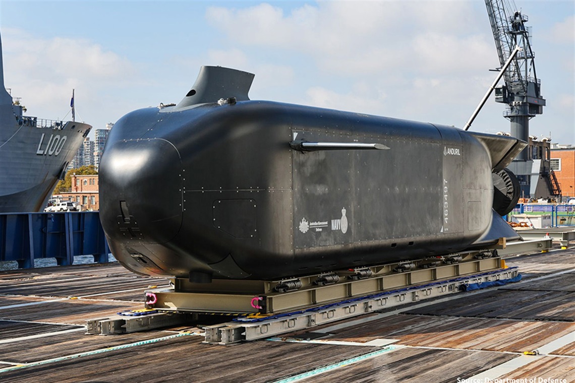 Large black military defense submarine