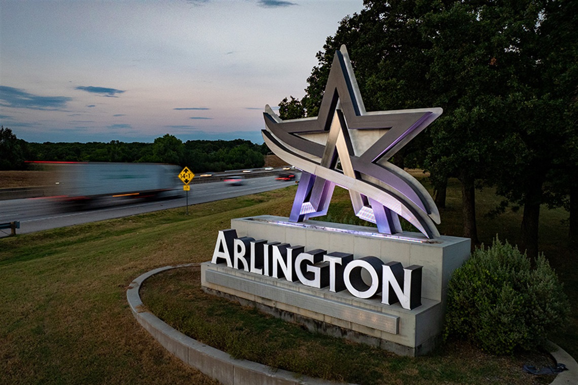 A lit sign with the word 