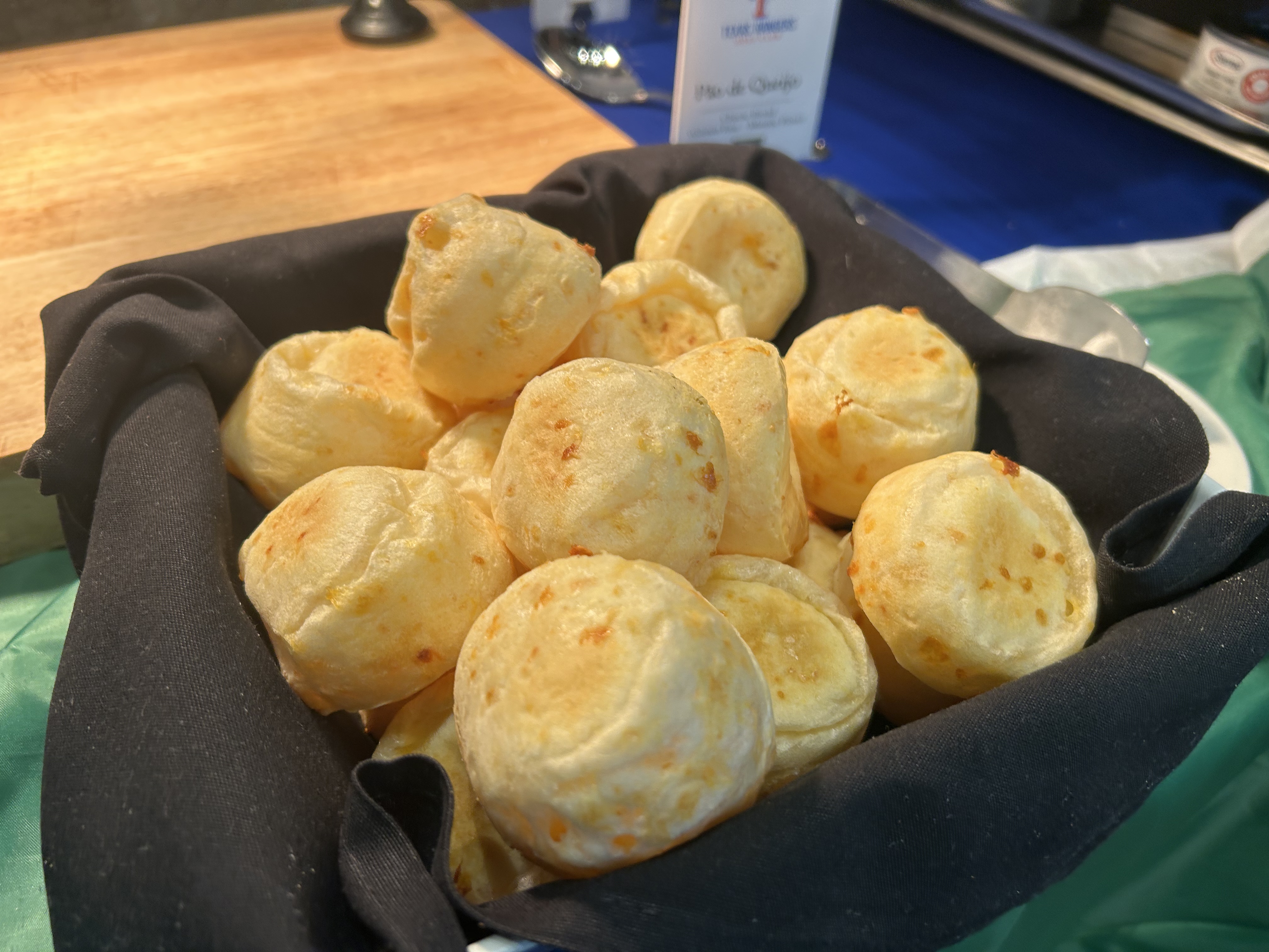 Basket of Brazilian bread at Home Plate Sunday Brunch event