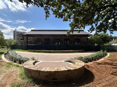 Landscaping in front of Lake House Event Center at Richard Simpson Park