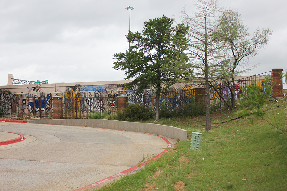 Before removing graffiti on wall.