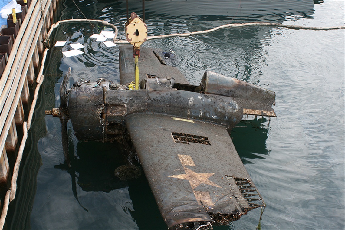 WWII FM - 2 Wildcat fighter plane recovered from the bottom of Lake Michigan