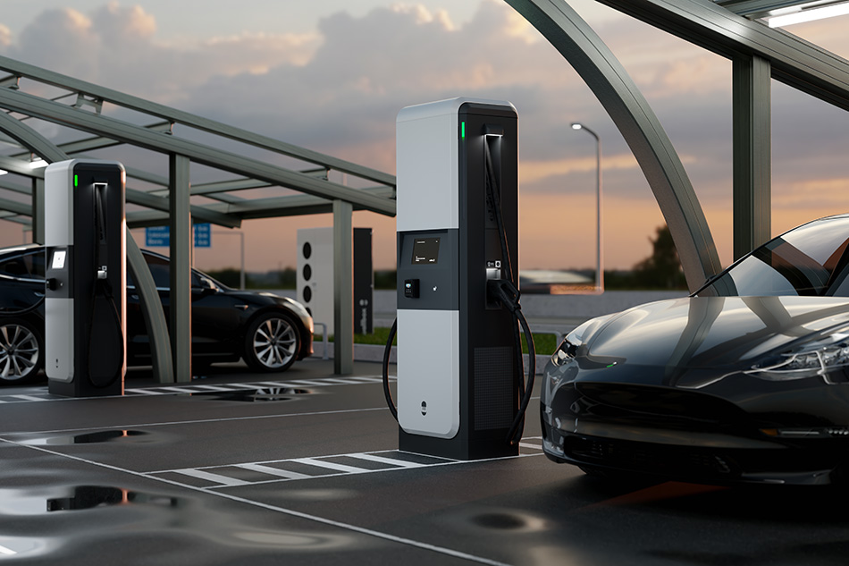 Wallbox cars at charging stations