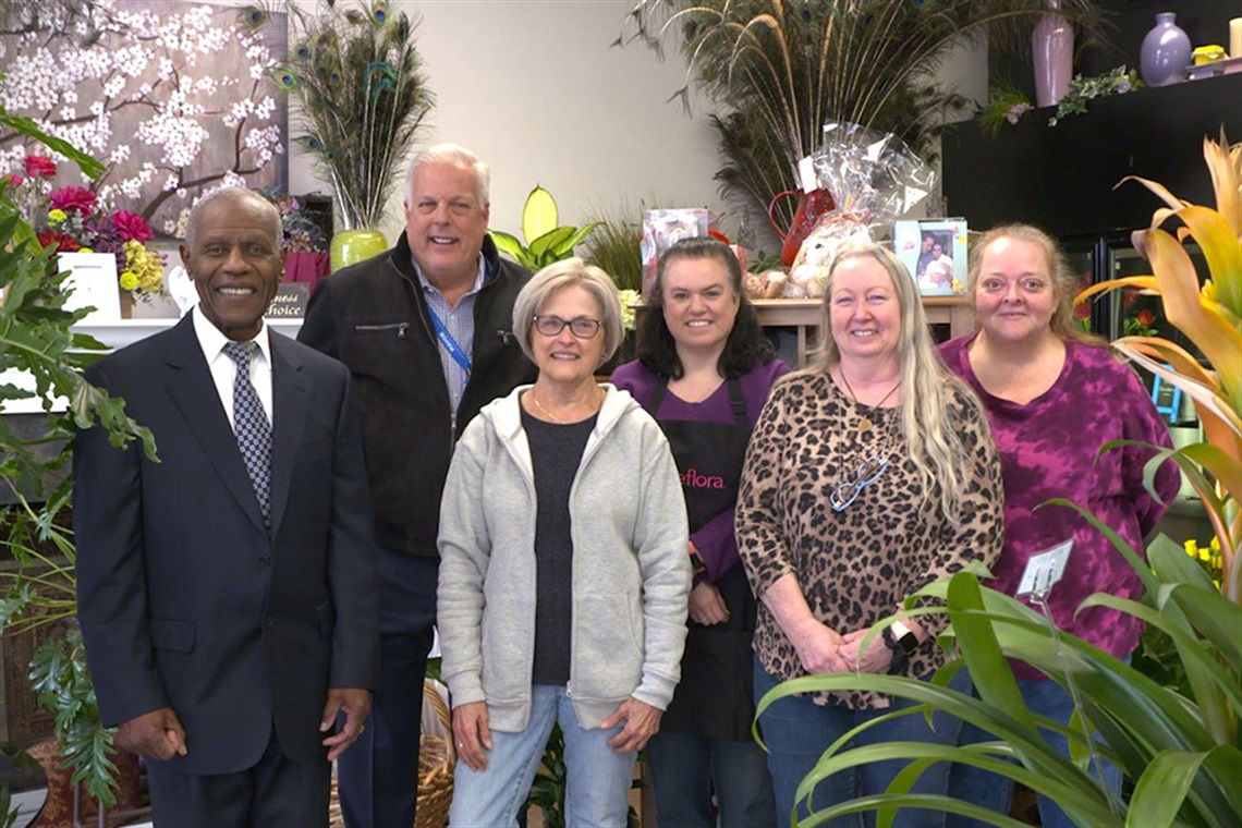 SBA's DFW District Director Herbert Austin (pictured far left) visited Beverly's Florist, and Arlington small business to promote Small Business Saturday