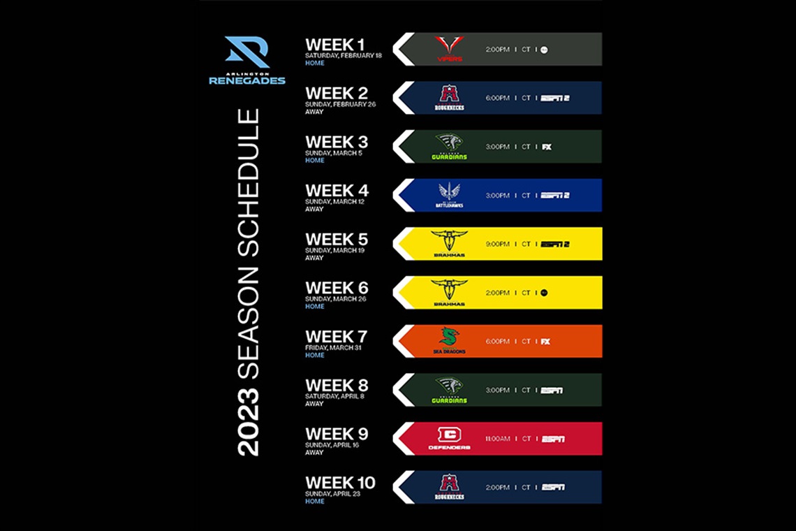 Arlington Renegade Schedule