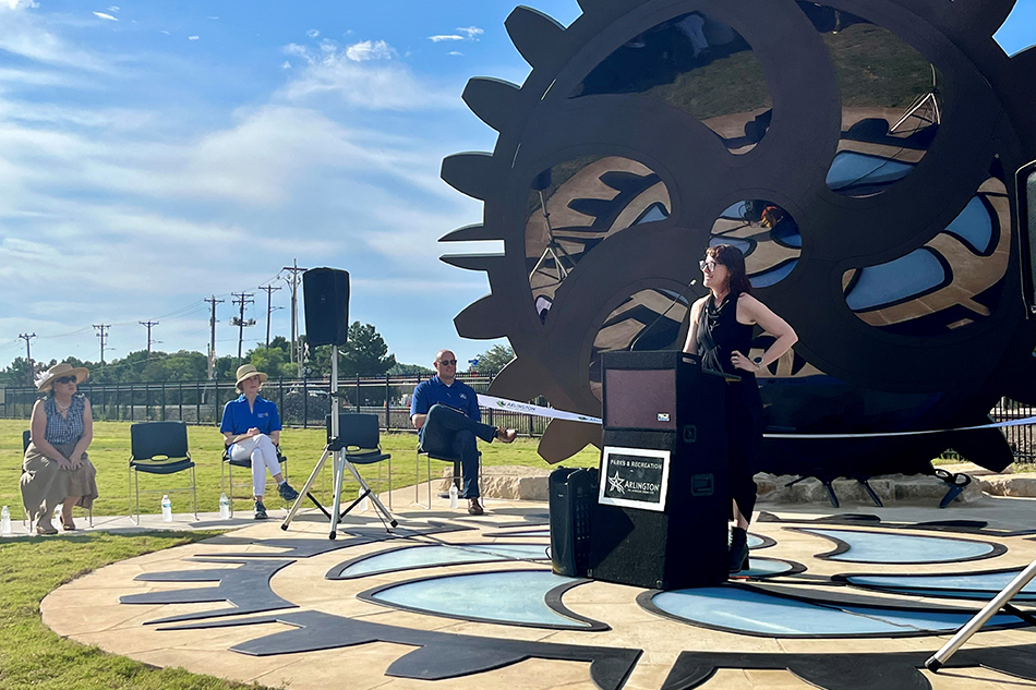 The Rotary Club of Arlington commemorated its centennial by donating “Boundless,” a new interactive public art piece in Downtown Arlington for residents and visitors alike to enjoy.