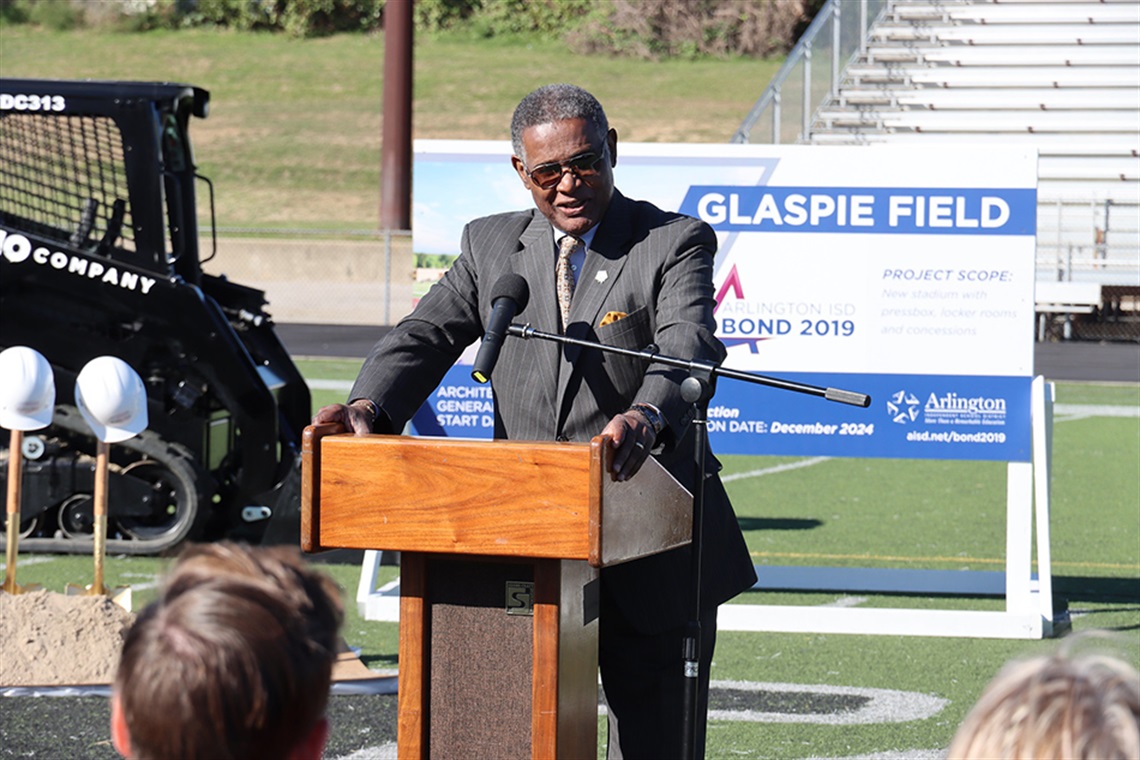 Michael Glaspie pictured at the podium.