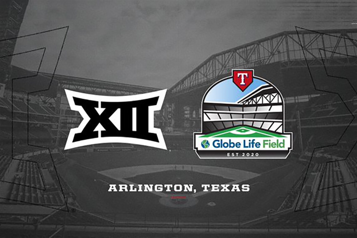 The Big 12 has logo and with the Globe Life Field logo