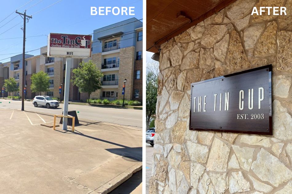 The Tin Cup, 1025 W. Abram St., was the first business to remove its pole sign through the program. 