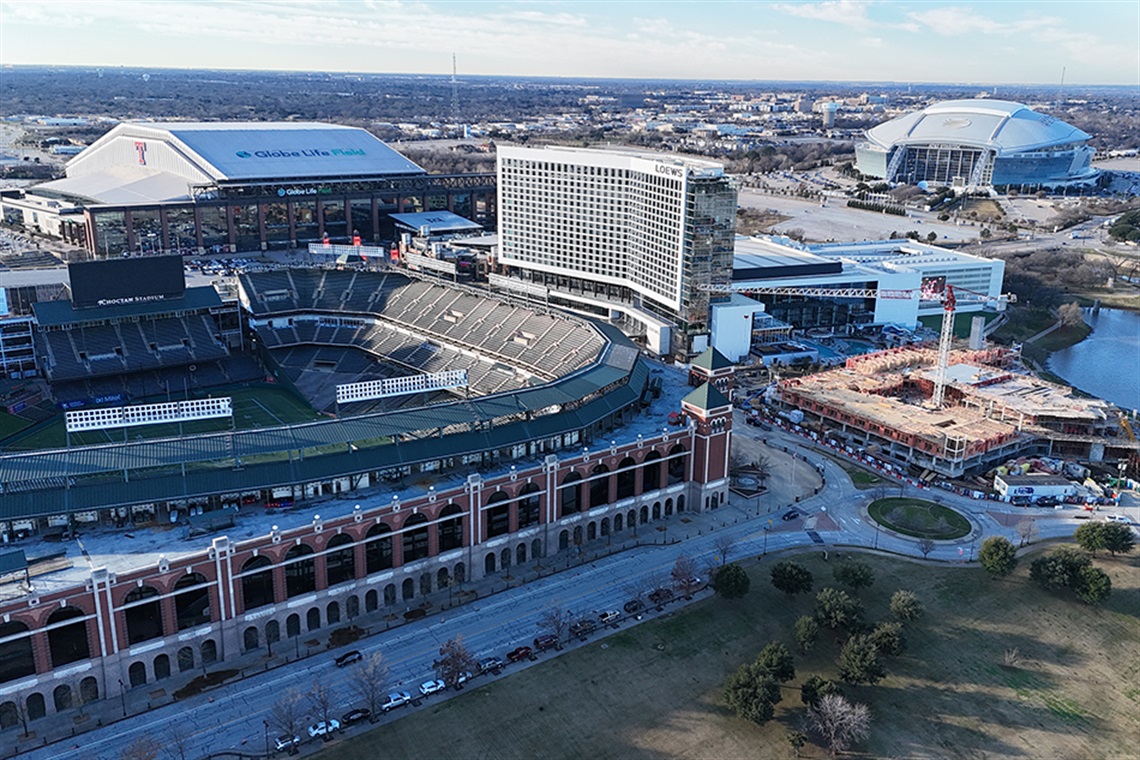 Aerial photo of Arlington Entertainment District