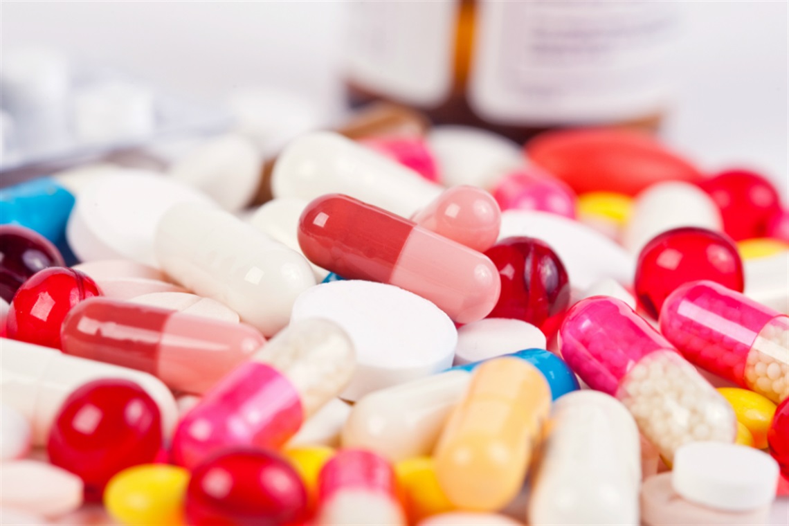 Pills piled on top of one another. 