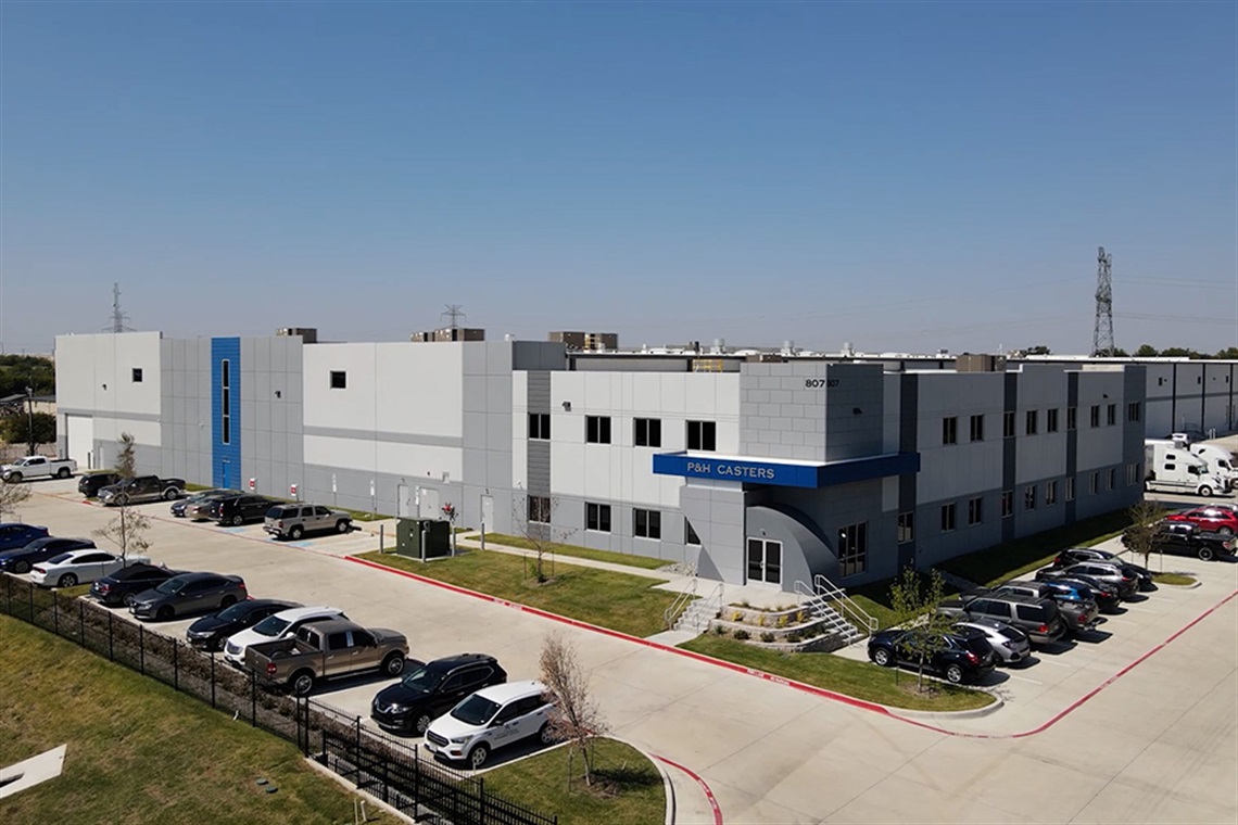 Aerial view of P&H Casters in Arlington
