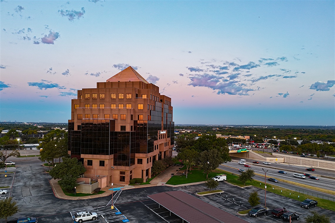 An aerial view of Texas Trust headquarters in Arlington
