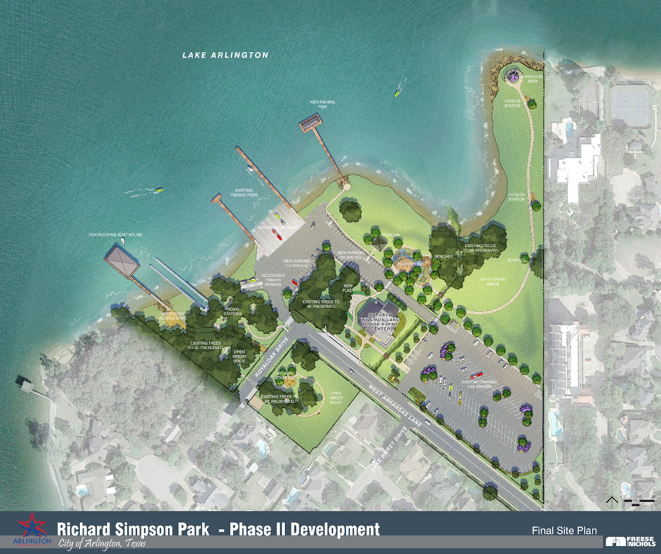 Aerial rendering of Richard Simpson Park development plan