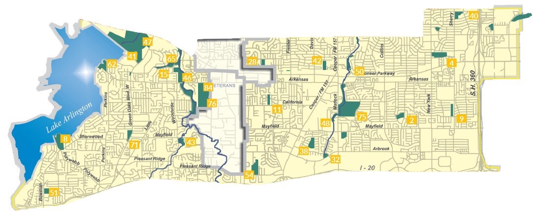 Central Park Map with parks numbered