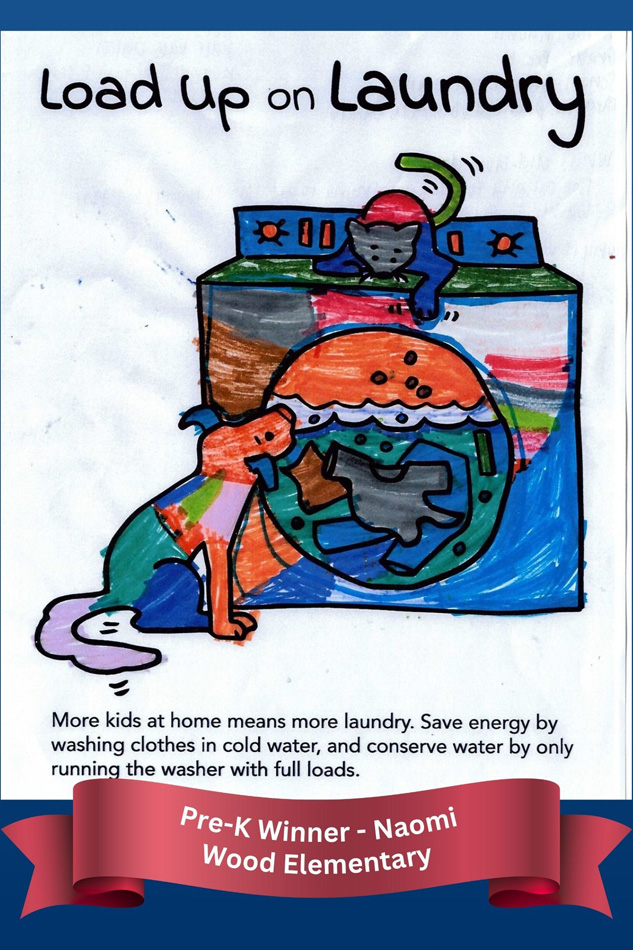 Water poster titled Load Up on Laundry by Naomi from Wood Elementary.